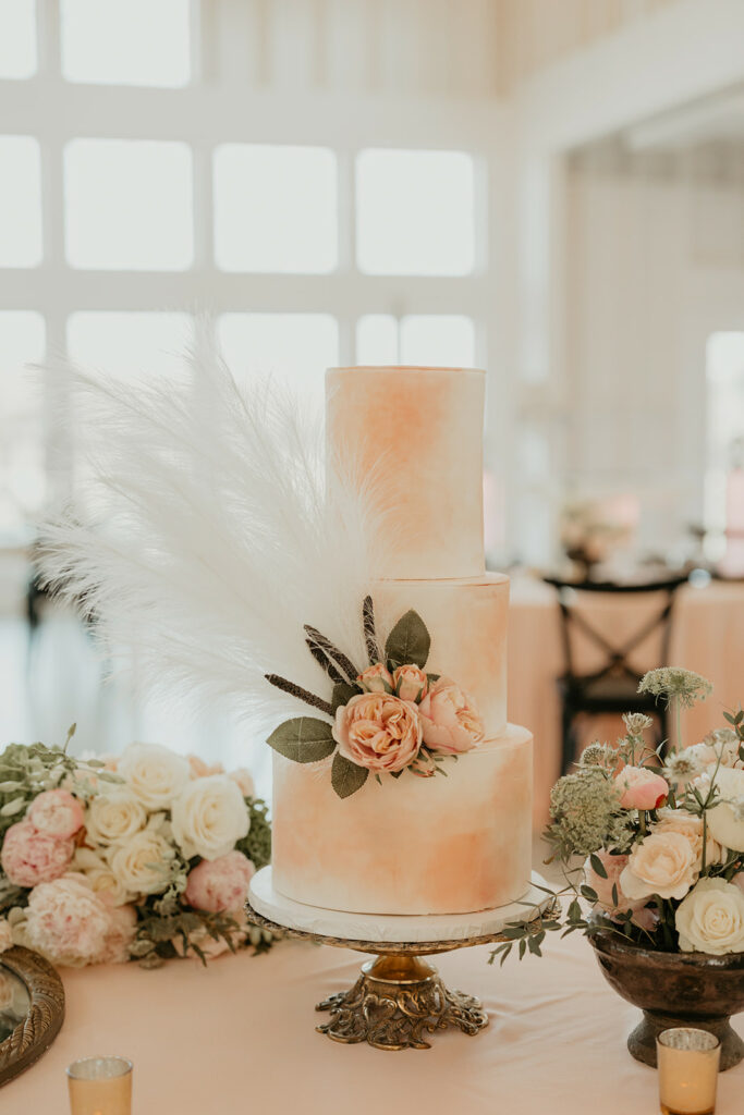 Peach, ivory, sage, and blush color palette.